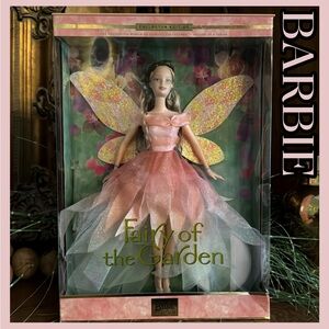 🌸NIB- BARBIE Fairy of the Garden Doll Pink Dress Gold Wings Collector Doll